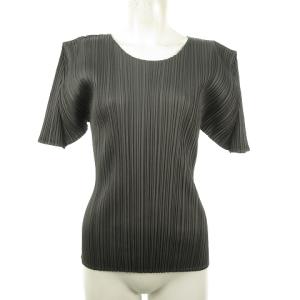 半袖カットソー ブラウス プリーツ クルーネック 3 グレー pp05-jk004 0916