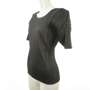 PLEATS PLEASE ISSEY MIYAKE 半袖カットソー ブラウス プリーツ クルーネック 3 グレー pp05-jk004 0916