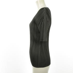 PLEATS PLEASE ISSEY MIYAKE 半袖カットソー ブラウス プリーツ クルーネック 3 グレー pp05-jk004 0916