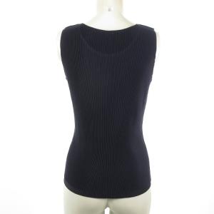 PLEATS PLEASE ISSEY MIYAKE ノースリーブ カットソー ブラウス クルーネック 3 ネイビー pp53-fk291 0916