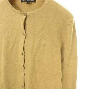 RALPH LAUREN ウール ナイロン ニット カーディガン ラウンドネック ストレッチ L ベージュ