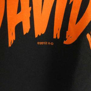 HARLEY DAVIDSON 2012 スカル イーグル 星条旗 ロゴ プリント Tシャツ 半袖 S ブラック IBO27
