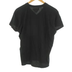PRADA Tシャツ カットソー Vネック 半袖 S 黒 ブラック IBO27 1003
