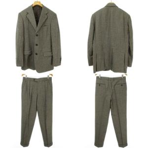 OLD ENGLAND カシミヤ シングル 3B スーツ セットアップ ジャケット スラックス 48 グレー系 IBO27