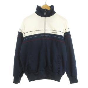 80s ヴィンテージ 切り替えトラック ジャージ ブルゾン L ネイビー