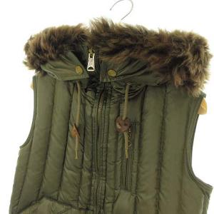 RALPH LAUREN フーデット ダウン ベスト ジャケット ラムファー フード付き M オリーブ
