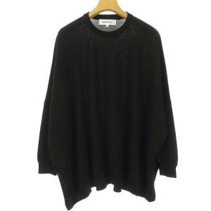 ウール ニット プルオーバー セーター ドレープ ワイドシルエット 38 ブラック