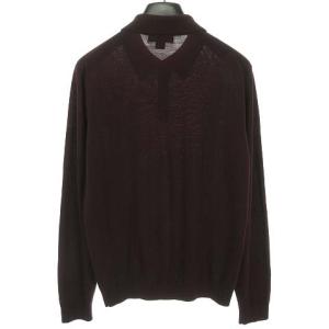 Brooks Brothers SAXXON ウール ロングスリーブ ニット ポロシャツ トップス 長袖 M バーガンディー