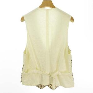 BARNEYS NEW YORK リングヂャケット ring jacket ジレ ベスト 総柄 コットン リネン 48 ライトベージュ系