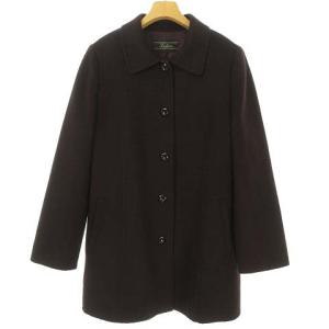 ダブルフェイス カシミヤ ステンカラー コート 11 ダークブラウン