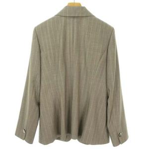 Leilian ロロピアーナ生地 美品 ストライプ ラペルカラー シングル 2B ジャケット テーラード ブレザー 11 グレー