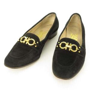 ガンチーニ ビット スウェード ローファー パンプス 5.5 B ブラック 黒 IBO29