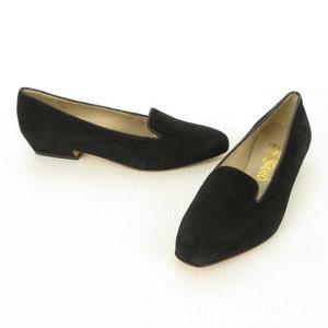 Salvatore Ferragamo スウェード プレーン パンプス ローヒール ローファー オペラ 5 B ブラック