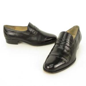 BALMAIN ローファー スリッポン レザー シューズ ビジネス ドレス 6 4E ブラック 黒 IBO26