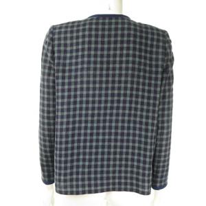 Christian Dior PRETAPORTER プレタポルテ ヴィンテージ ノーカラージャケット ウール チェック柄 グリーン ネイビー 9号 IBO29