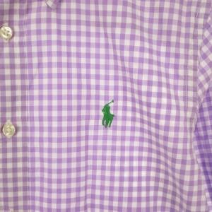 RALPH LAUREN ボタンダウン シャツ ギンガムチェック パープル