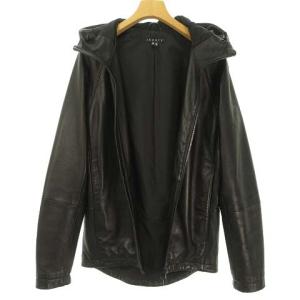 Theory ラムレザー ジャケット フーデット ブルゾン レザー パーカー XS ブラック