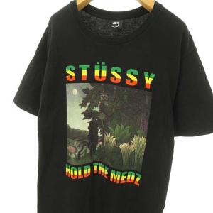 STUSSY Hold The Medz 18SS プリント Tシャツ トップス ラスタ 半袖 M ブラック
