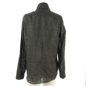 IENA ボウタイ ブラウス シャツ チェック ウール ダークグレー