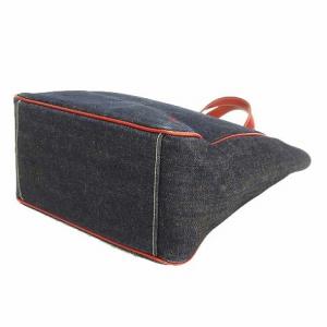 BURBERRY BLUE LABEL ハンドバッグ デニム レザー 牛革 ホース刺繍 インディゴ 赤 シルバー金具