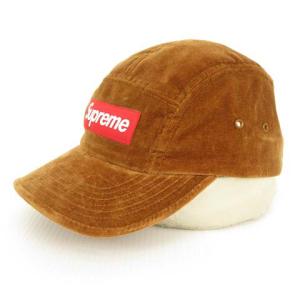 Supreme 20FW Velvet Camp Cap ボックスロゴ ブラウン