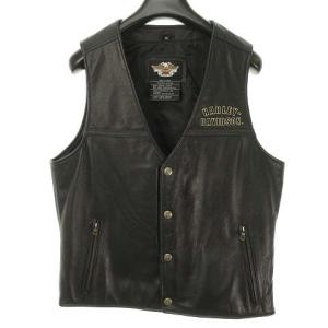 HARLEY DAVIDSON ライダースレザーベスト イーグル M ブラック