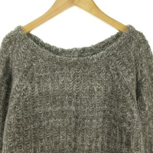 Spick&Span ラメ入り モヘヤ ローゲージ ニット セーター 長袖 コンチョ グレー