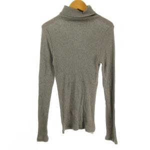 リブニット カットソー タートルネック 長袖 F グレー