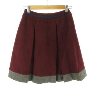 M'S GRACY ホースビット金具 プリーツ ミニ スカート ウール 36 ボルドー