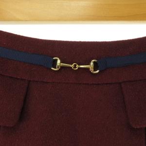 M'S GRACY ホースビット金具 プリーツ ミニ スカート ウール 36 ボルドー