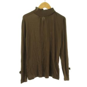 ハイネック ニット カットソー 長袖 袖リボン 38 カーキ  IBO31 1126