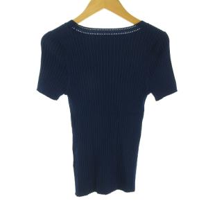 M'S GRACY リブニット セーター 半袖 ラウンドネック 38 青 ブルー IBO31 1126
