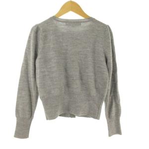 M'S GRACY フラワーレース ニット カーディガン クルーネック フェイクパール 38 グレー