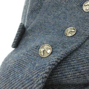 M'S GRACY ラム ウール ツイード ショート丈 ジャケット テーラード ブレザー 38 ブルー系 IBO31