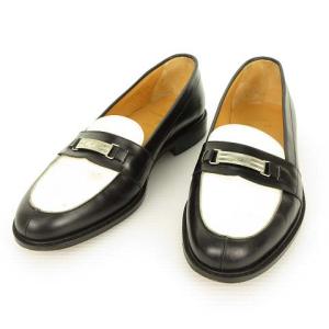 ビットローファー レザー バイカラー 24.5cm ブラック ホワイト