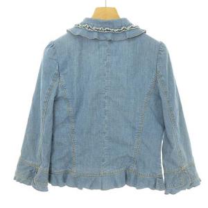M'S GRACY デニム ジャケット フリル ショート丈 テーラード ブレザー 38 ブルー IBO31