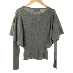 M'S GRACY リブ ニット フリル リボン ケープ風 長袖 38 グレー
