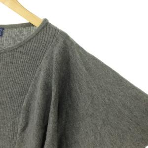 M'S GRACY リブ ニット フリル リボン ケープ風 長袖 38 グレー