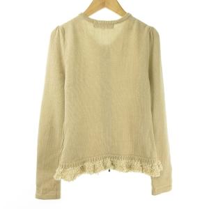M'S GRACY ジップアップ ニット  カーディガン 切り替え フェイクパール 38 ベージュ