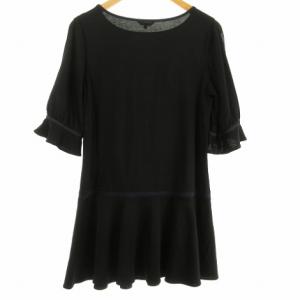 TO BE CHIC 近年モデル フリル チュニック 半袖 リボンテープ 40 黒 ブラック IBO31 1201