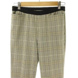 TO BE CHIC イージー テーパード パンツ 裾フリル チェック ミンクファー付き 40 ベージュ系 IBO31 1128