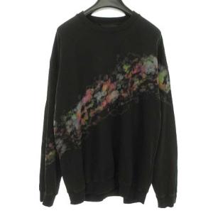 S-MART-A92 スウェット シャツ スプラッシュペイント タイダイ 長袖 L ブラック