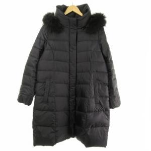 ロングダウンコート ジャケット ラクーンファー 44 ネイビー