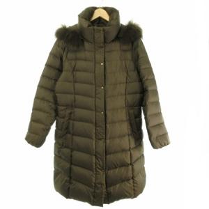ロングダウンコート ジャケット ラクーンファー 46 カーキ