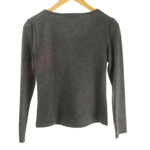 M'S GRACY ベロア リボン ウール カットソー ブラウス 長袖 38 グレー IBO31 1205