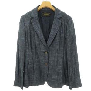 Leilian BOTTO GIUSEPPE生地 美品 スカート スーツ セットアップ ジャケット 膝丈 11 ネイビー ECM