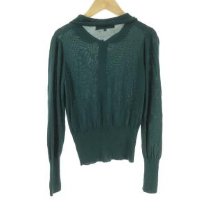 M'S GRACY 襟付き ニット カーディガン セーター 花ビジュー ボタン 38 グリーン