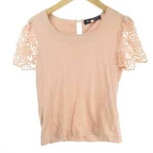 袖 レース切り替え 半袖 カットソー ブラウス 38 ピンク IBO31 1209