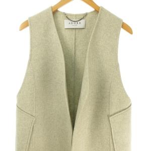 ADORE 16AW ウール ロング ベスト コート ジレ ボタンレス ノーカラー 36 グレー