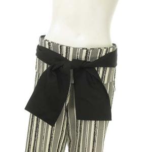 ADORE 18SS ランダムストライプ パンツ ボトムス リボンベルト付 36 ブラック